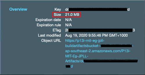 Artefact file as displayed in the S3 bucket used by CodeBuild.