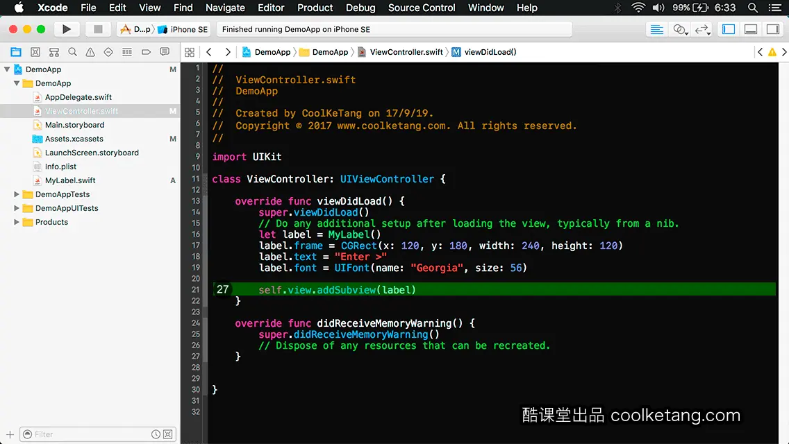 互动教程 for Xcode9 & Swift4-酷课堂