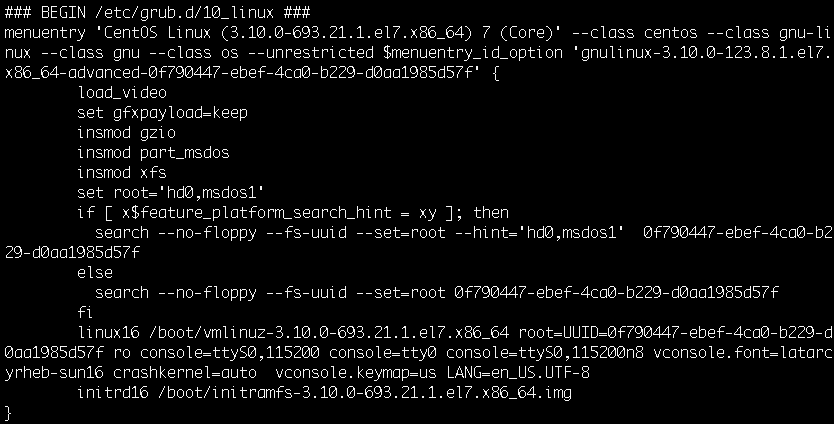 GRUB2 configuration file :boot:grub2:grub.cfg
