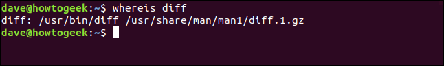 whereis resuts for diff in a terminal window