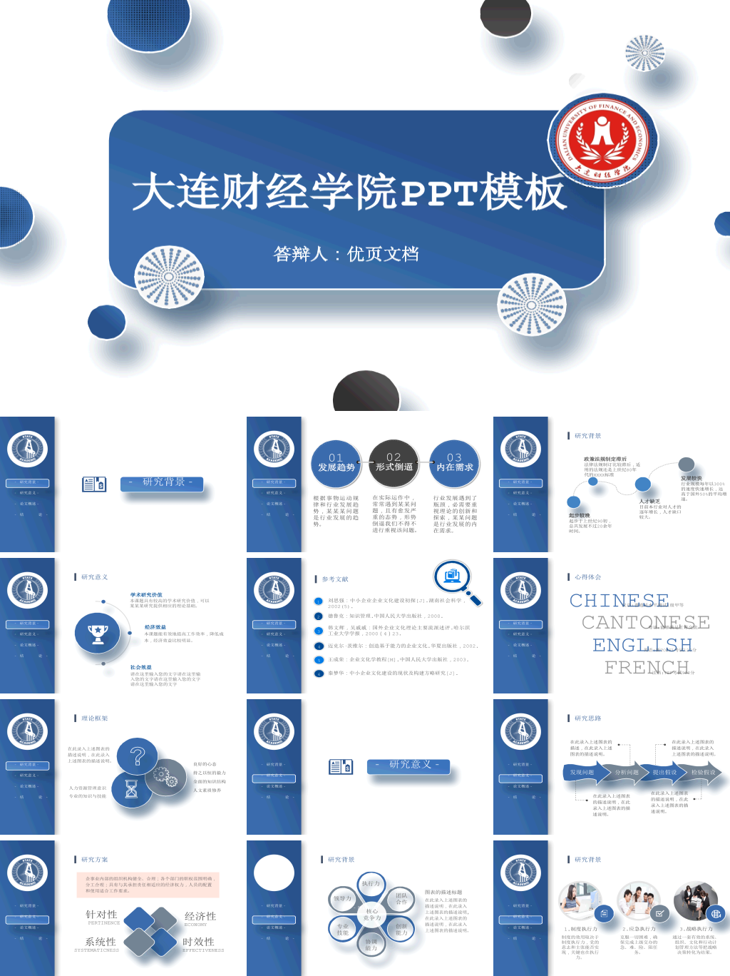 大连财经学院本科毕业论文答辩和论文选题PPT