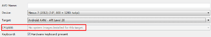 解决CPU/ABI <wbr>No <wbr>system <wbr>images <wbr>installed <wbr>for <wbr>this <wbr>target <wbr>