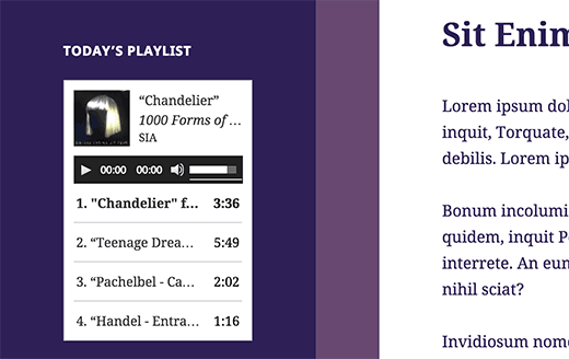Adding an audio playlist in WordPress sidebar widget