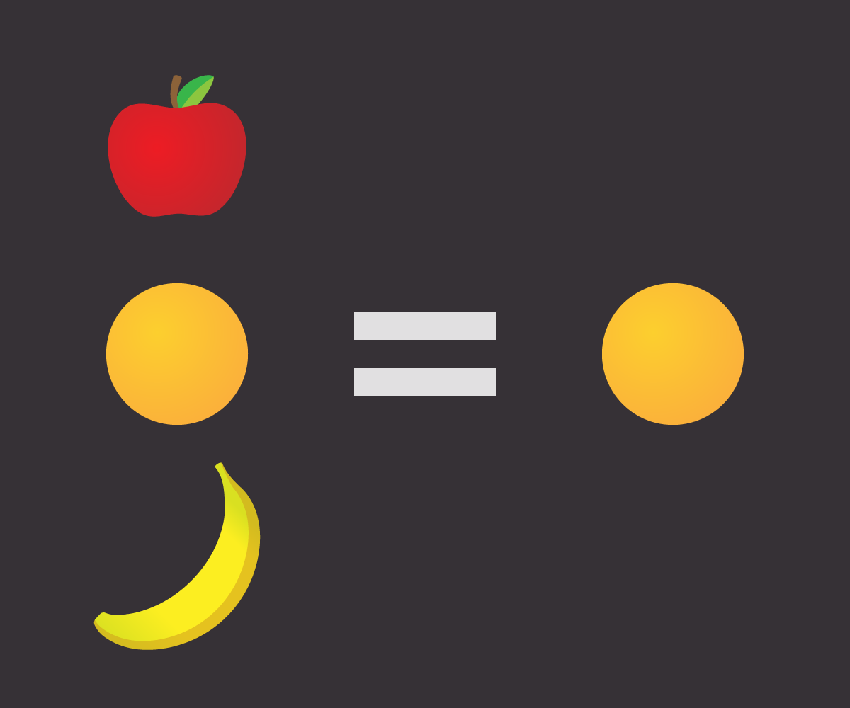 An array of fruit filtered down to just oranges.