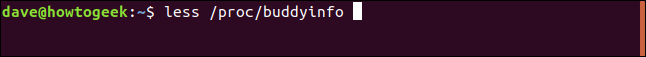 less /proc/buddyinfo in a terminal window