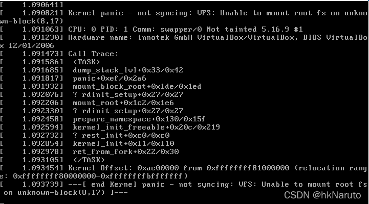 LFS 11.1 Virtualbox 手动在grub2启动报错unable to mount root fs on unknown