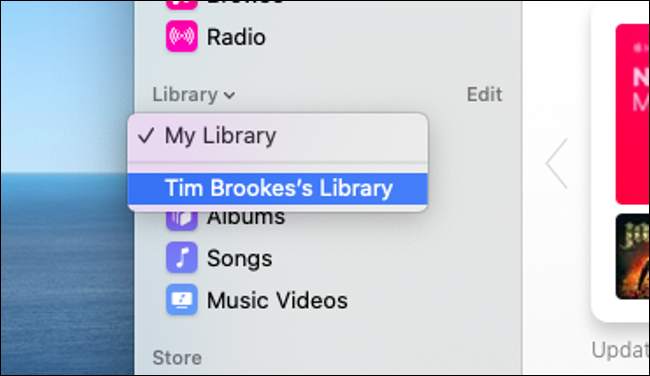 Click the arrow next to "Library" to open the drop-down menu.