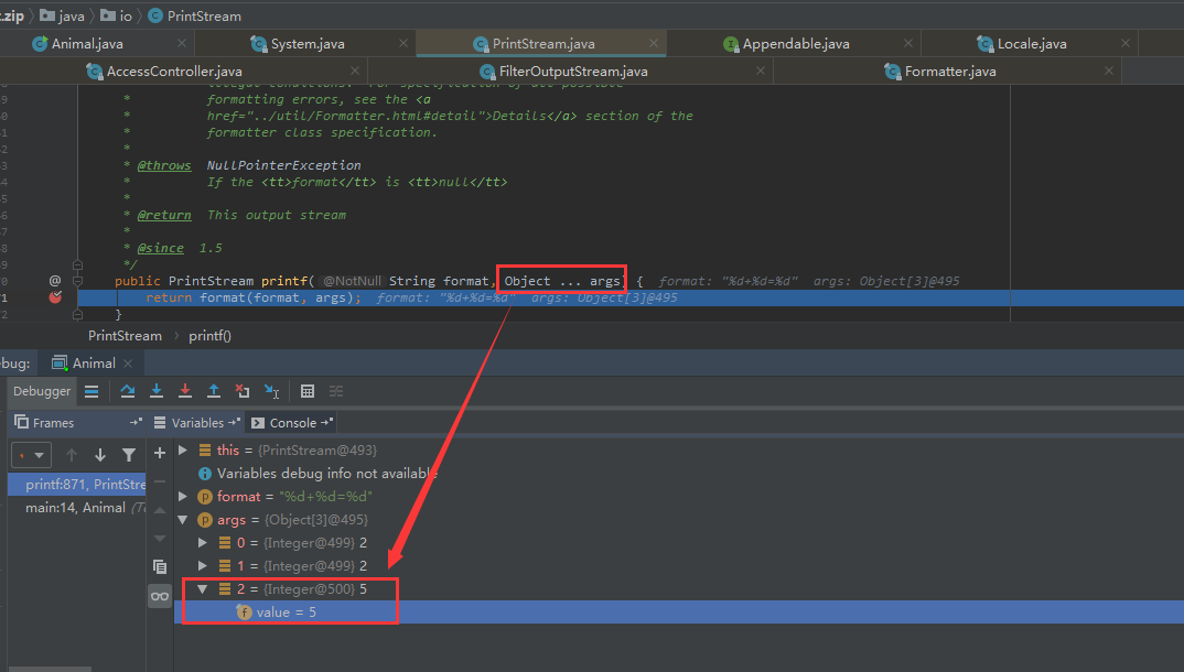 printf方法形参、入参