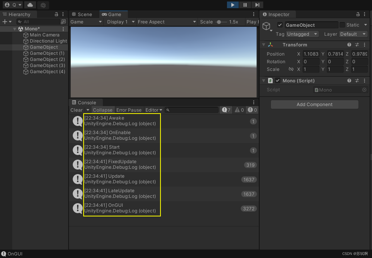 Unity的GameObject生命周期_unity gameobject 生命周期-CSDN博客