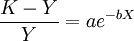 \frac{K-Y}{Y}=ae^{-bX}