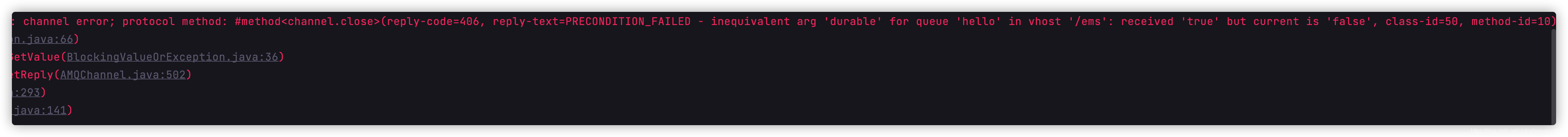 消息队列绑定参数信息不匹配错误信息