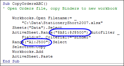 Excel VBA code edited