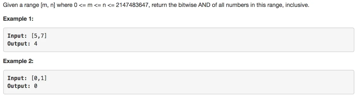 Bitwise AND of Numbers Range