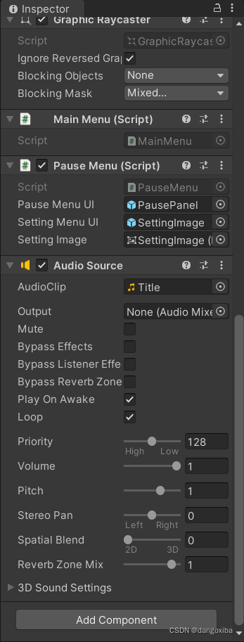 【Unity2D】制作游戏主菜单MainMenu