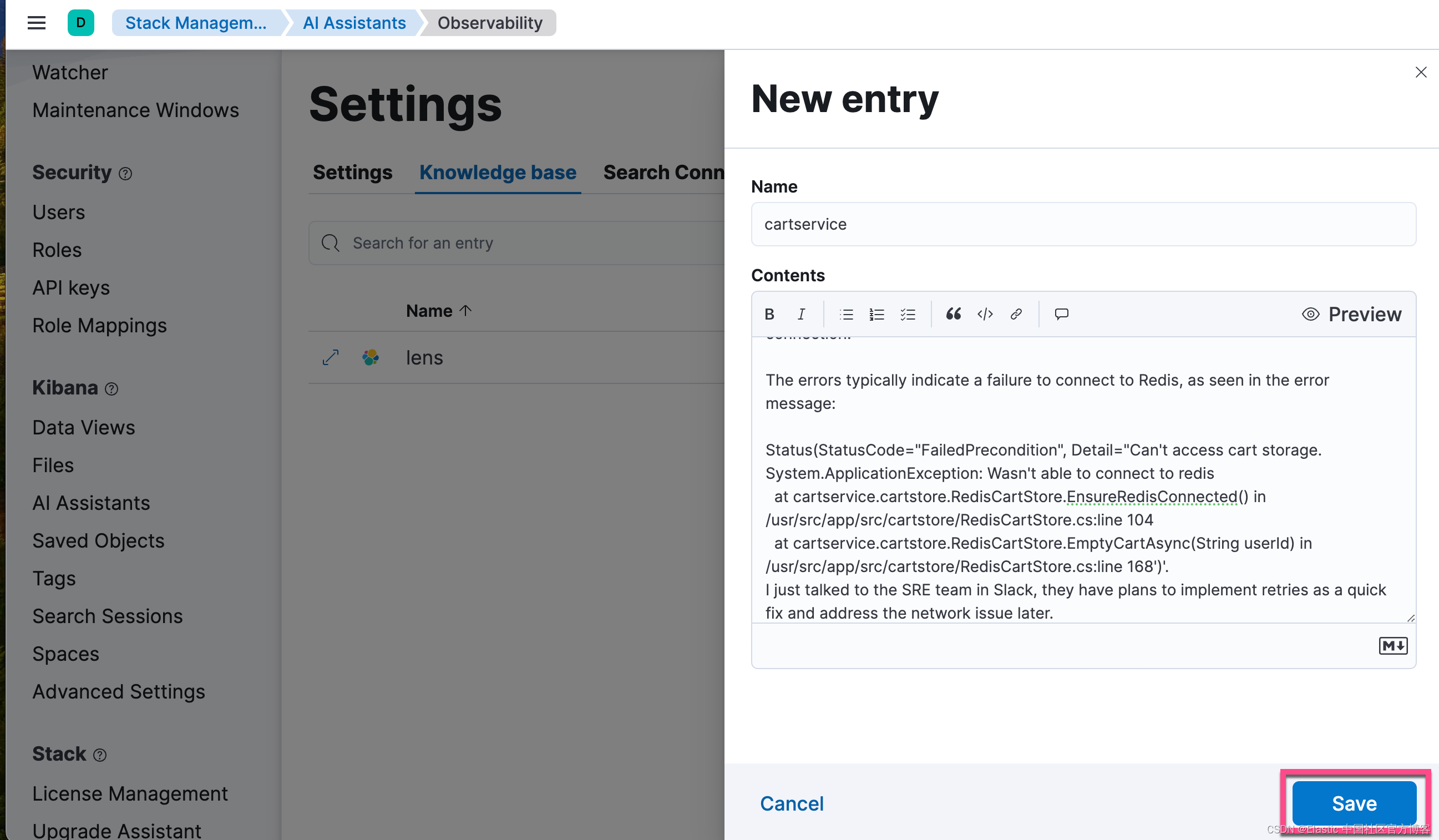使用 Elastic AI assistant for Observability 来分析日志_elastic日志怎么加入ai分析-CSDN博客