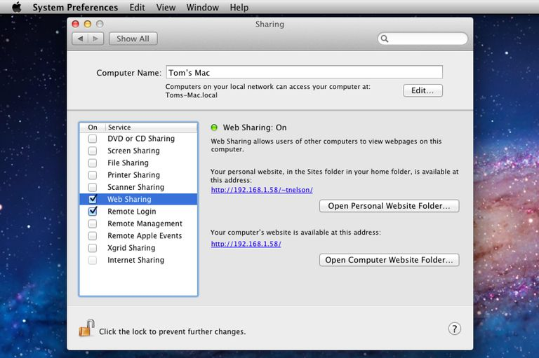 Image result for mac os web sharing
