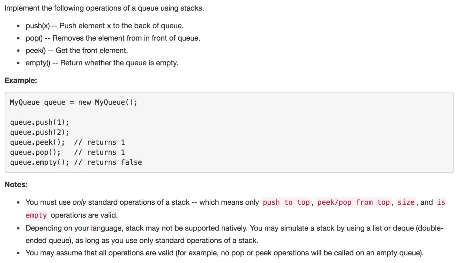 Implement Queue using Stacks