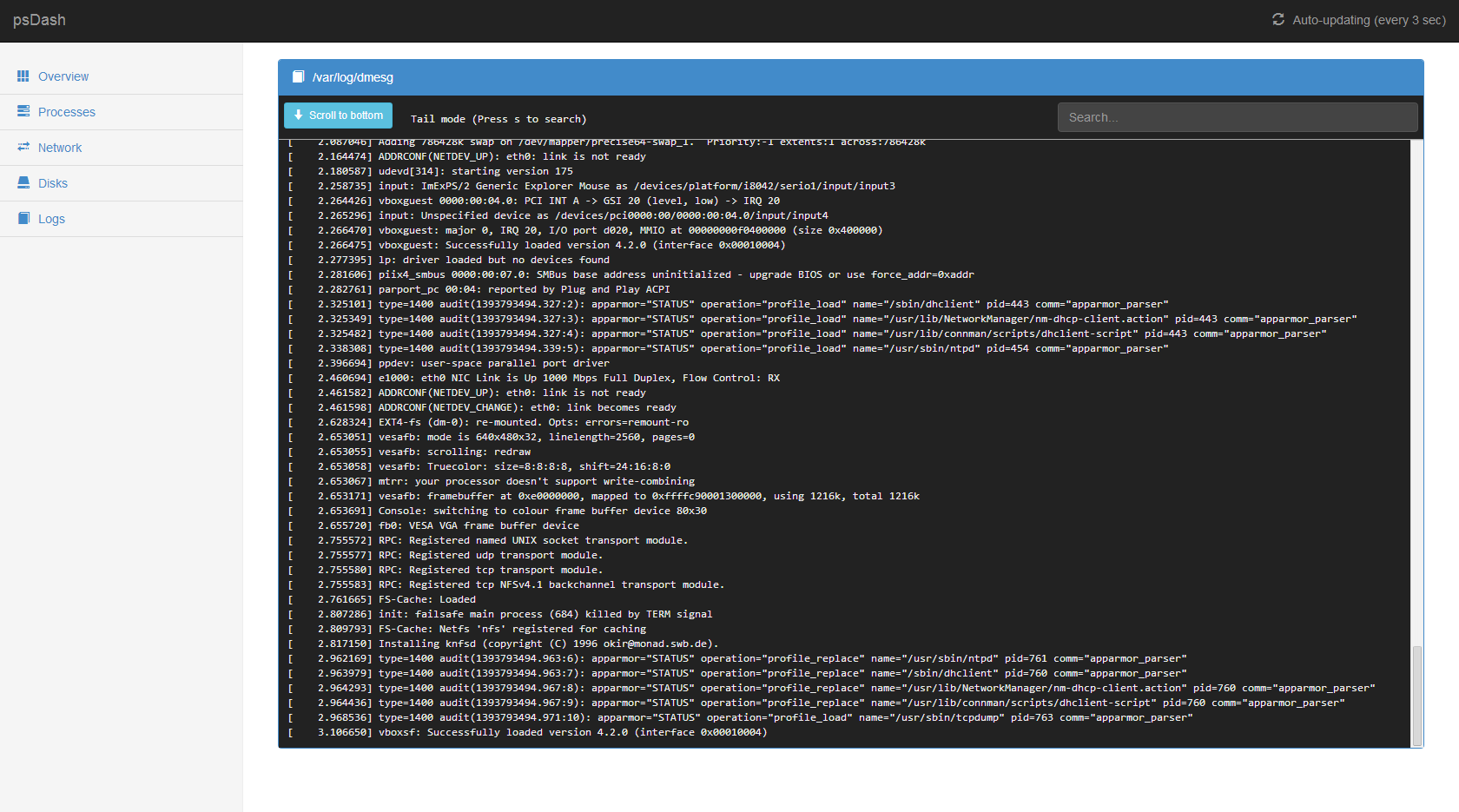 Linux系统信息面板管理工具psdashLinux系统信息面板管理工具psdash