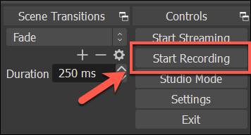 Press "Start Recording" to begin recording your OBS audio