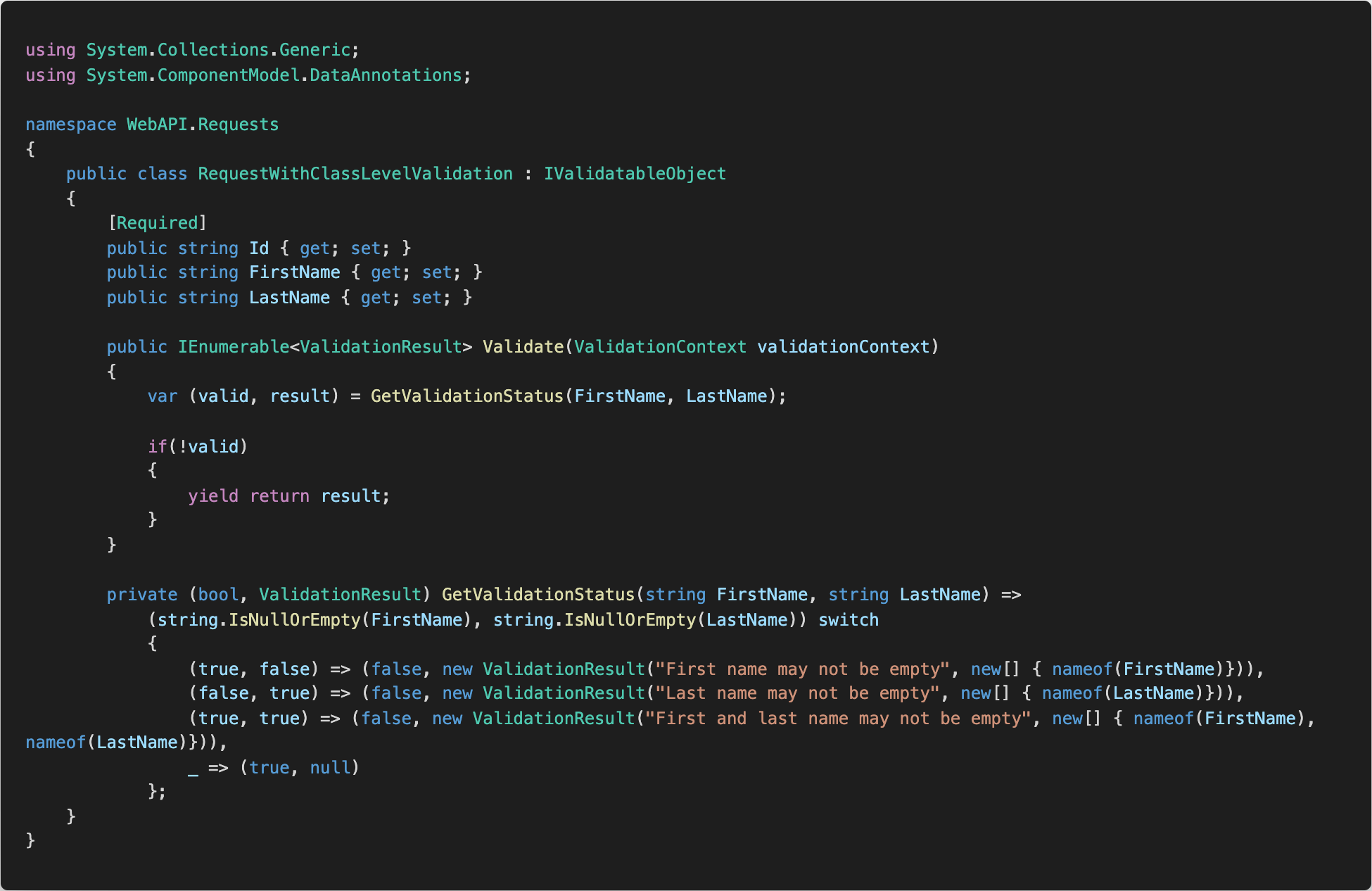 Request Model with Class-level Validation