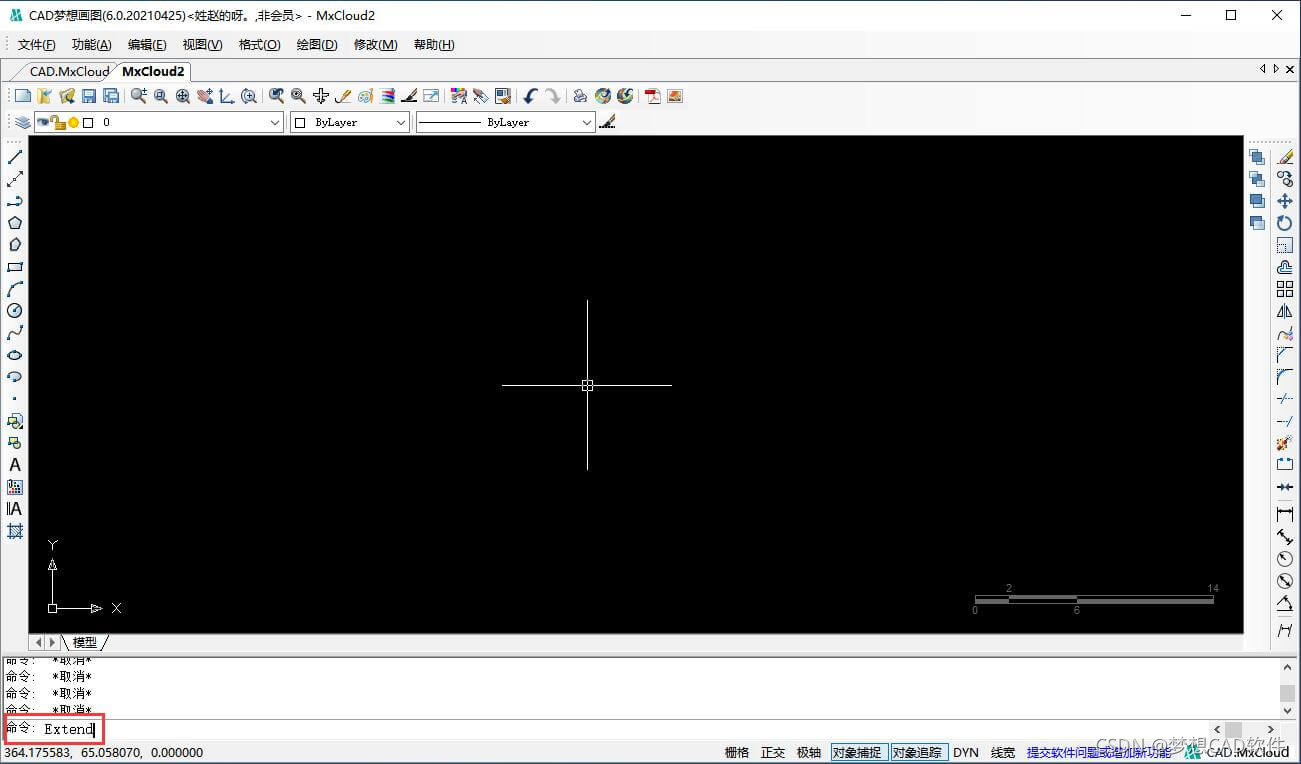 CAD梦想画图中的“延伸命令”-CSDN博客