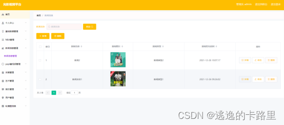 图5.3 新闻信息管理页面