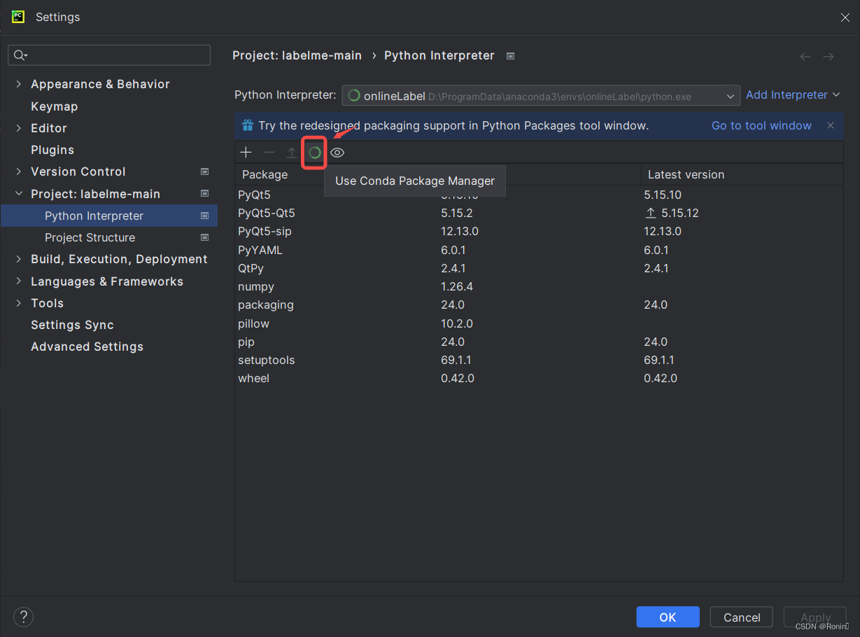 关于pacharm+ anaconda中使用pip安装某个库后在python interpreter中看不到的问题_pip install ...