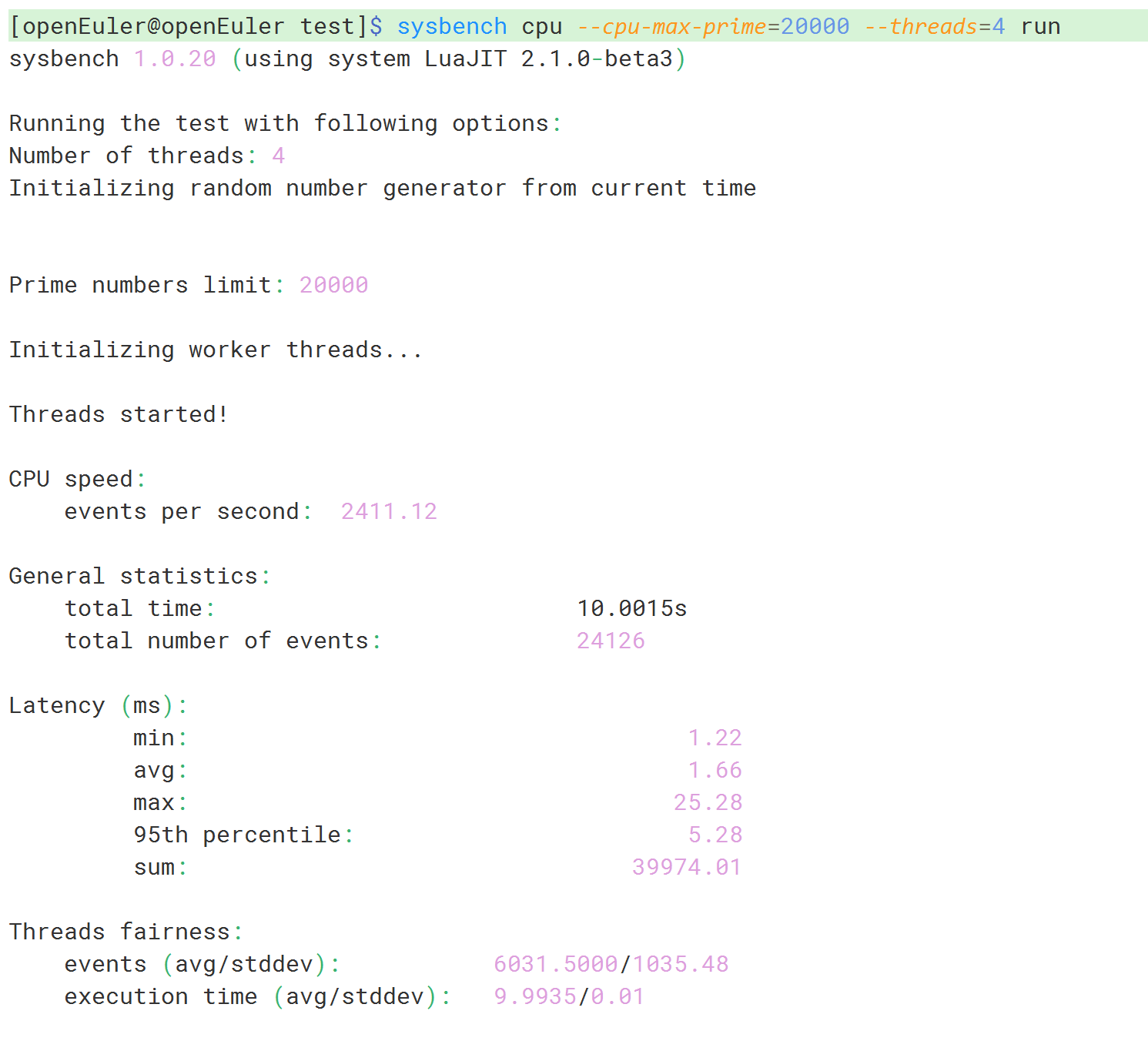 sysbench多线程CPU性能测试