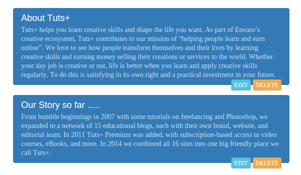 带编辑和删除的博客文章