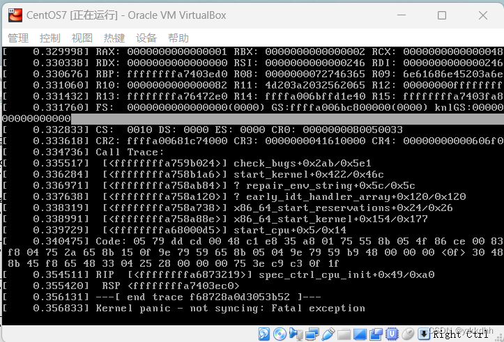 VirtualBox5.2.34安装CentOS7.9出现问题not syncing: Fatal exception解决 ...