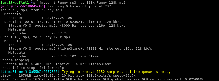 Set Bitrate Of Audio