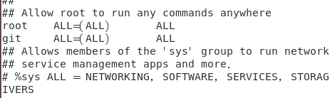 在sudoers中添加语句