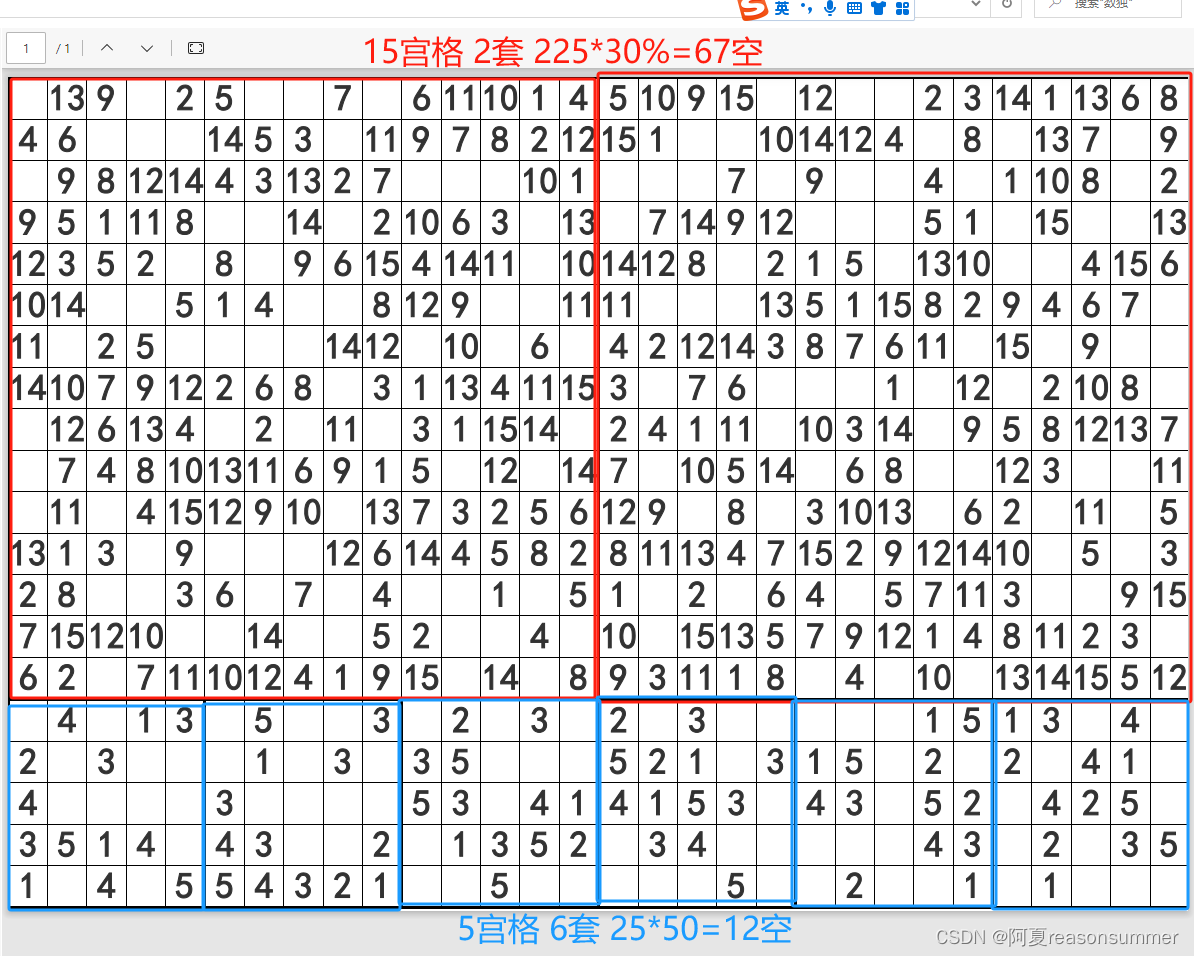 【教学类-43-21】20240113 数独(三)11-12-13-14-15宫格 无空行A4模板 上下结构(附加3宫格 4宫格)_数独题目 ...