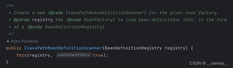 调用ClassPathBeanDefinitionScanner自身的有参构造函数