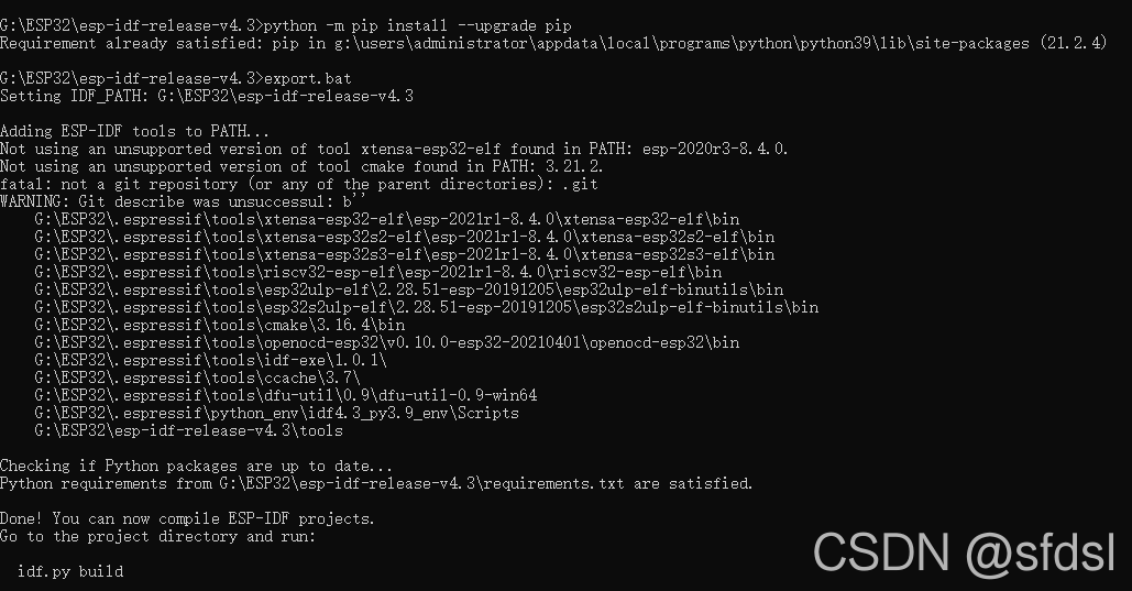 Esp Ressif ESP32的ESP-IDF安装终于弄好了,install.bat_espidf install銆俠aterror: the following ...