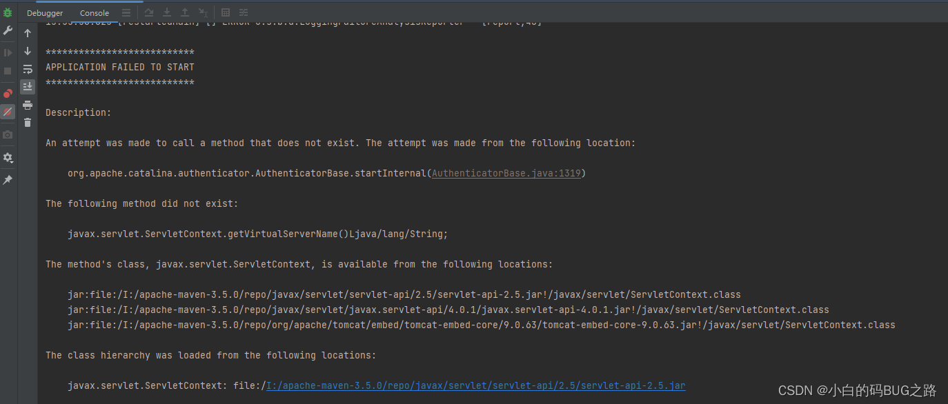 java -- 异常 The class hierarchy was loaded from the following locations ...