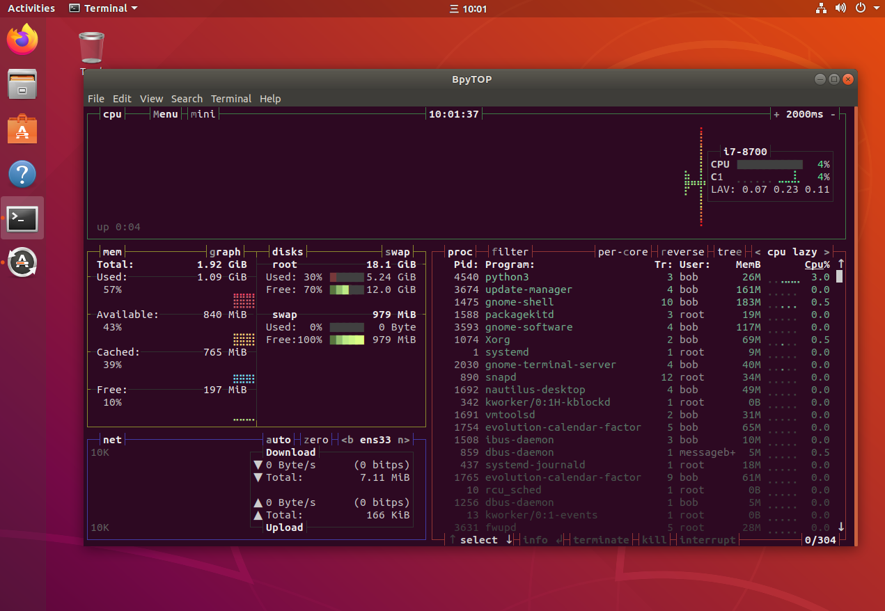 Linux中一个高效的资源监控器 – BpytopLinux中一个高效的资源监控器 – Bpytop