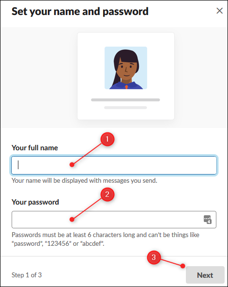 The textboxes to enter your name and password.