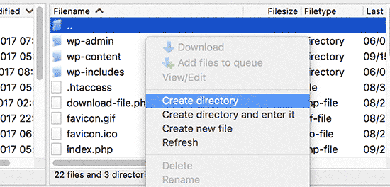 Create subdirectory Create subdirectory