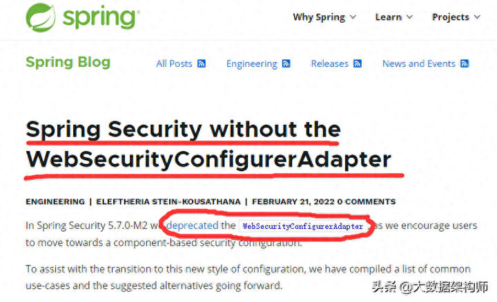 用的挺顺手的 Spring Security 配置类,居然就要被官方弃用了?_springsecurity被淘汰了吗-CSDN博客