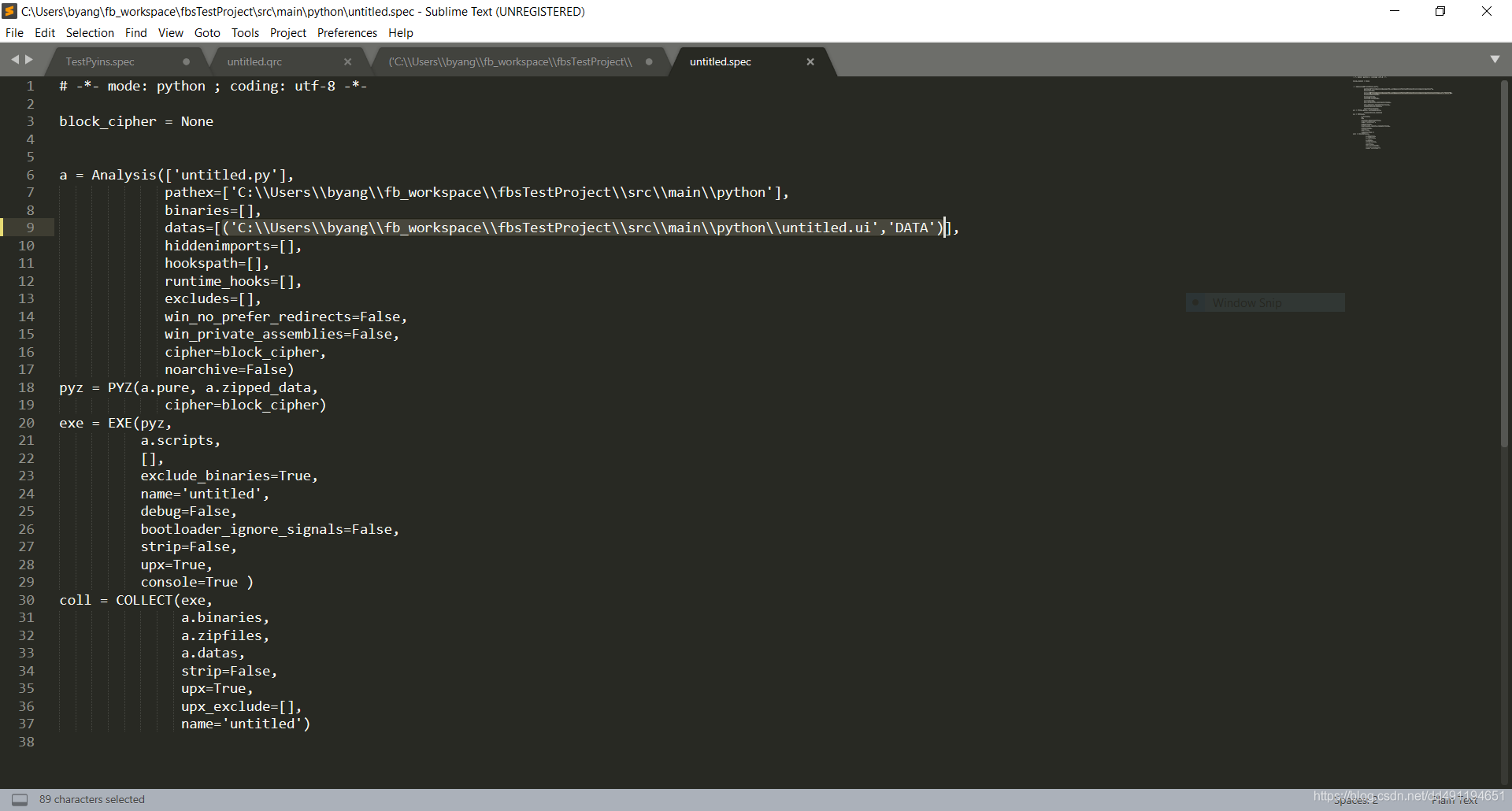 spec file