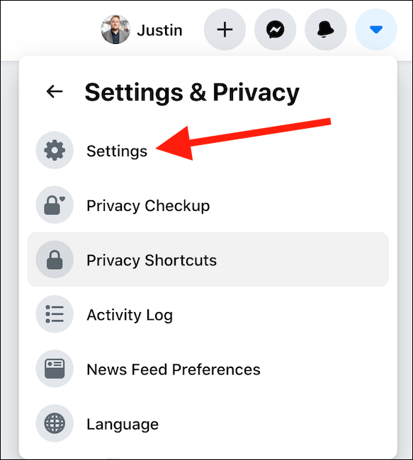 Click the "Settings" option