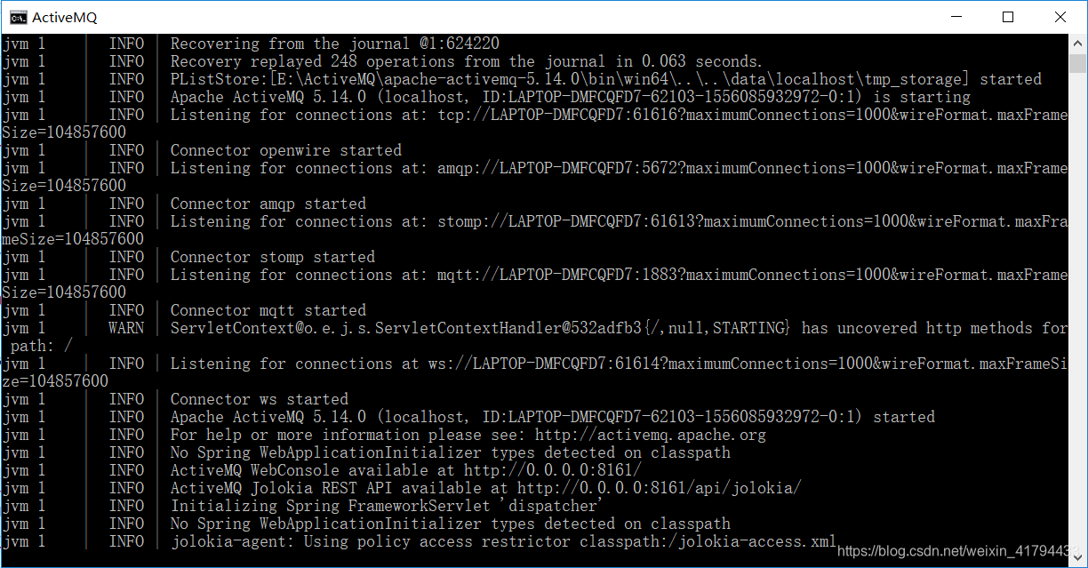 windows下安装activemq步骤4