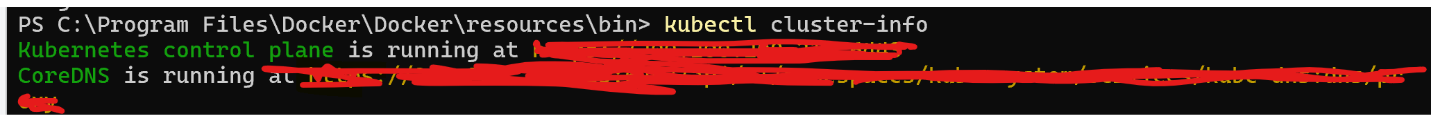 可以看到执行cluster-info命令后显示连接到远程服务器