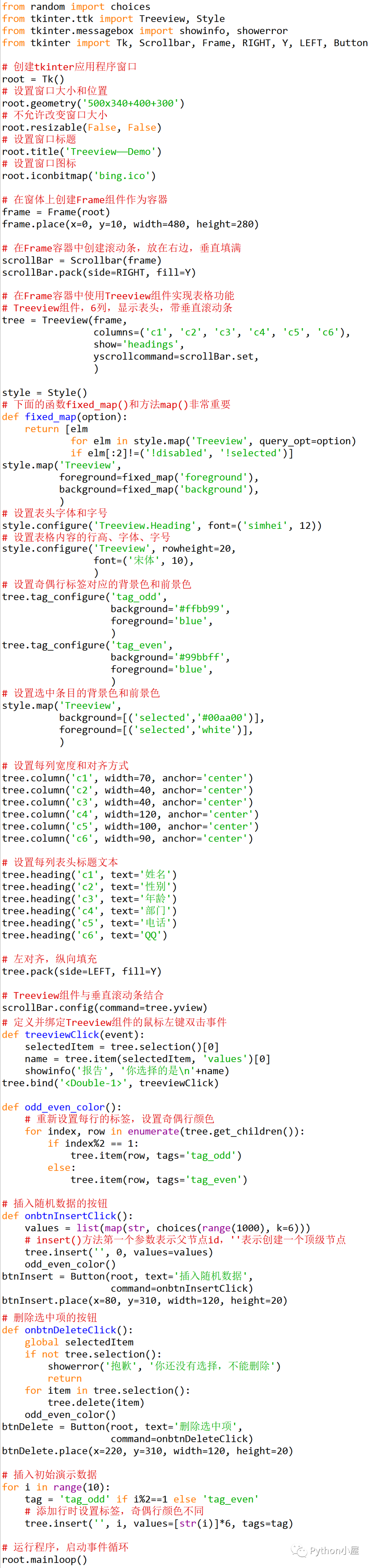 Python+tkinter+Treeview模拟表格并设置字体和颜色_treeview设置字体-CSDN博客