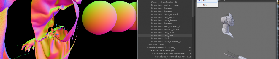 Looking into deferred shading g-buffer here, as it is being rendered