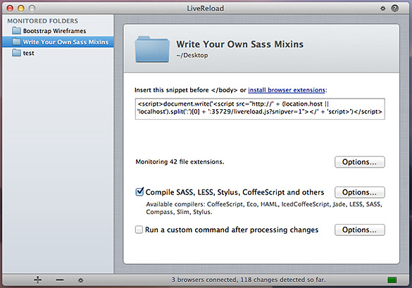 选中“编译SASS，LESS，Stylus，CoffeeScript和其他”框