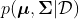 p(\boldsymbol \mu,\mathbf \Sigma|\mathcal D)