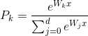 \bg_white P_k=\frac{e^{W_kx}}{\sum_{j=0}^de^{W_jx}}