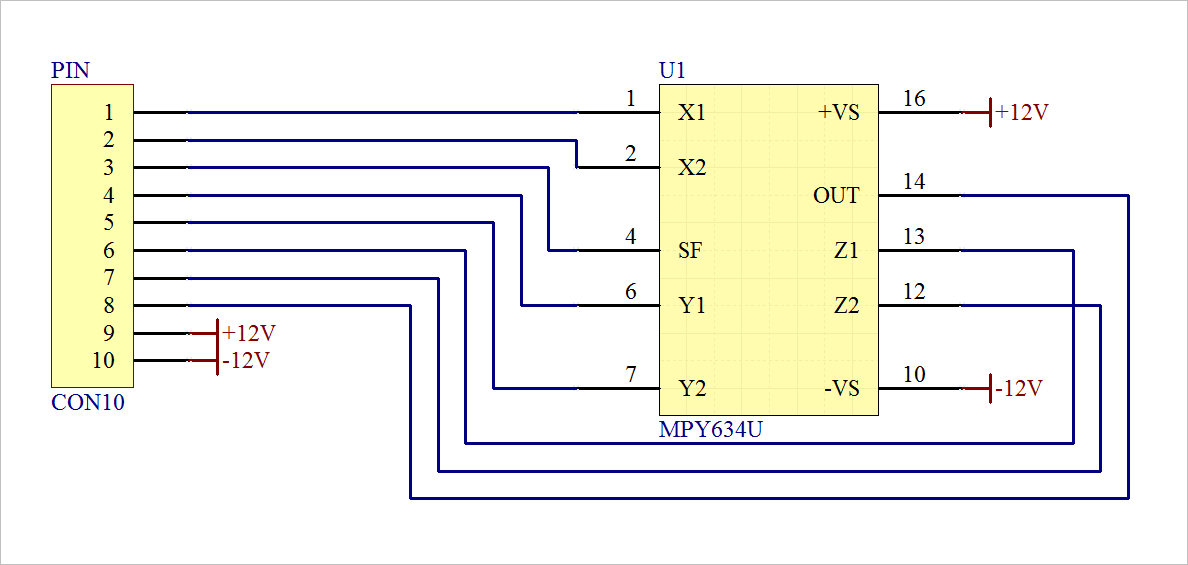 mpy634u 四象限模拟乘法器